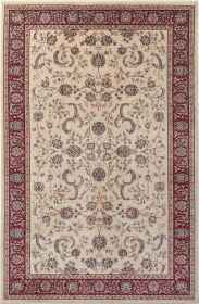 Stylish Classic Pattern Design Traditional Bordered Floral Filigree Area Rug (Color: Beige|Ivory, size: 7'9" X 9'9")