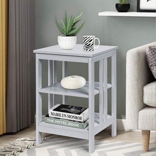 Set of 2 Multifunctional 3-Tier Nightstand Sofa Side Table with Reinforced Bars and Stable Structure Set of 2 Multifunctional 3-Tier Nightstand Sofa Side Table with Reinforced Bars and Stable Structure