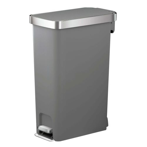 10.5 Gallon Trash Can, Plastic Slim Step On Kitchen Trash Can, Black
